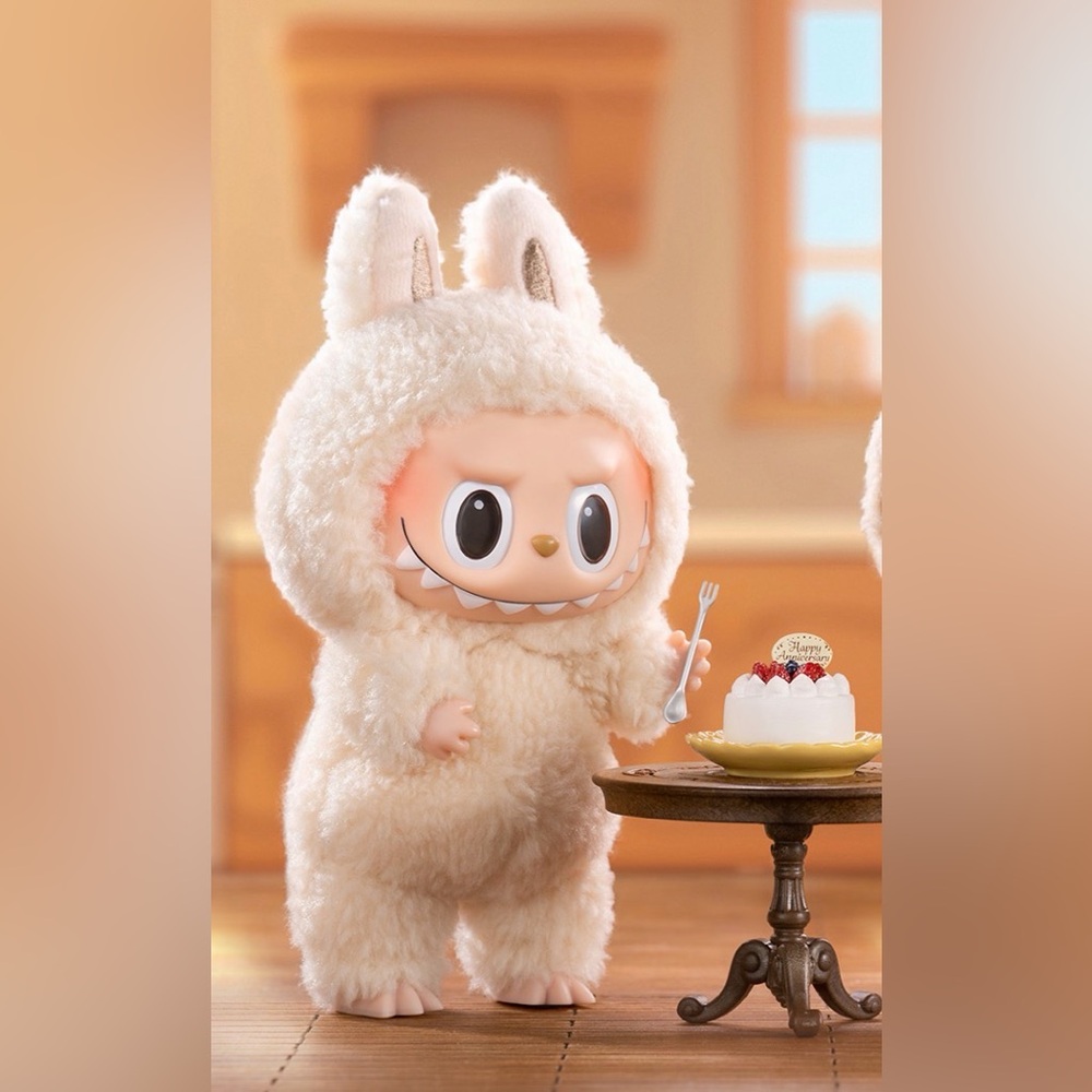 POP MART Labubu - THE MONSTERS Exciting Macaron SOYMILK (cream) Vinyl Face Plush